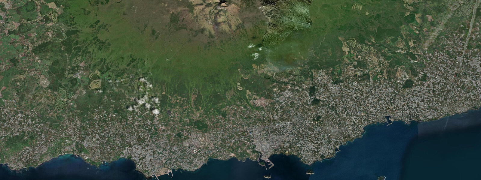 Satellite view of the coast near Seogwipo