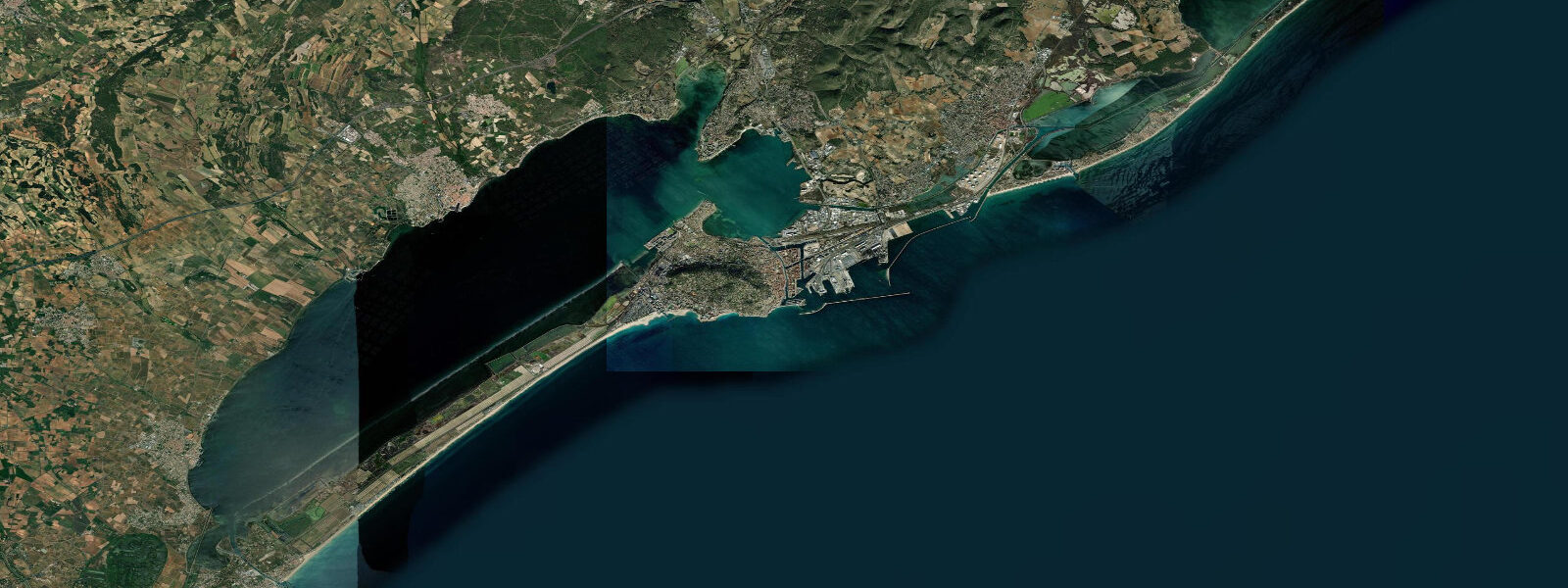 Satellite view of the coast near Sète