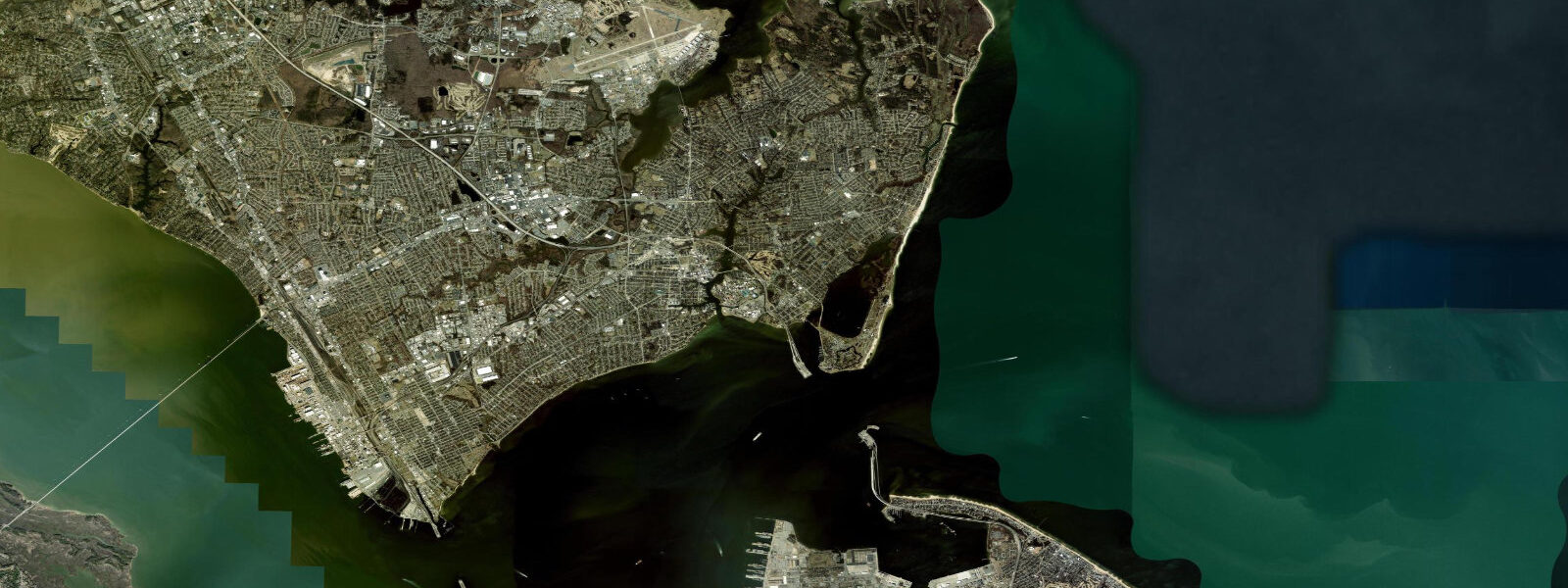 Satellite view of the coast near Sewall Point