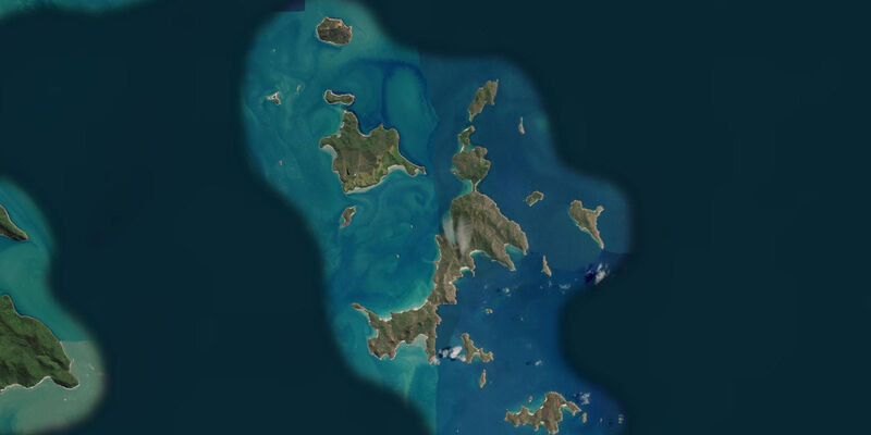 Satellite view of the coast near Shaw Island