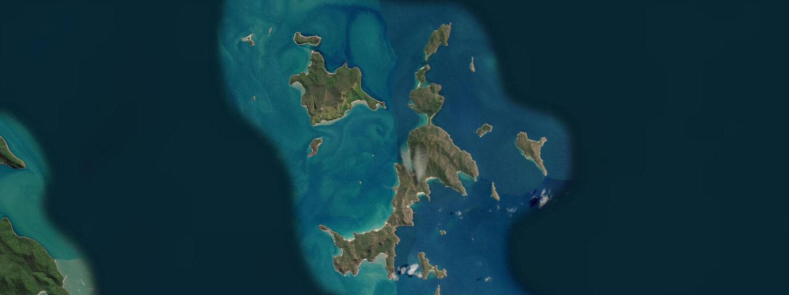 Satellite view of the coast near Shaw Island