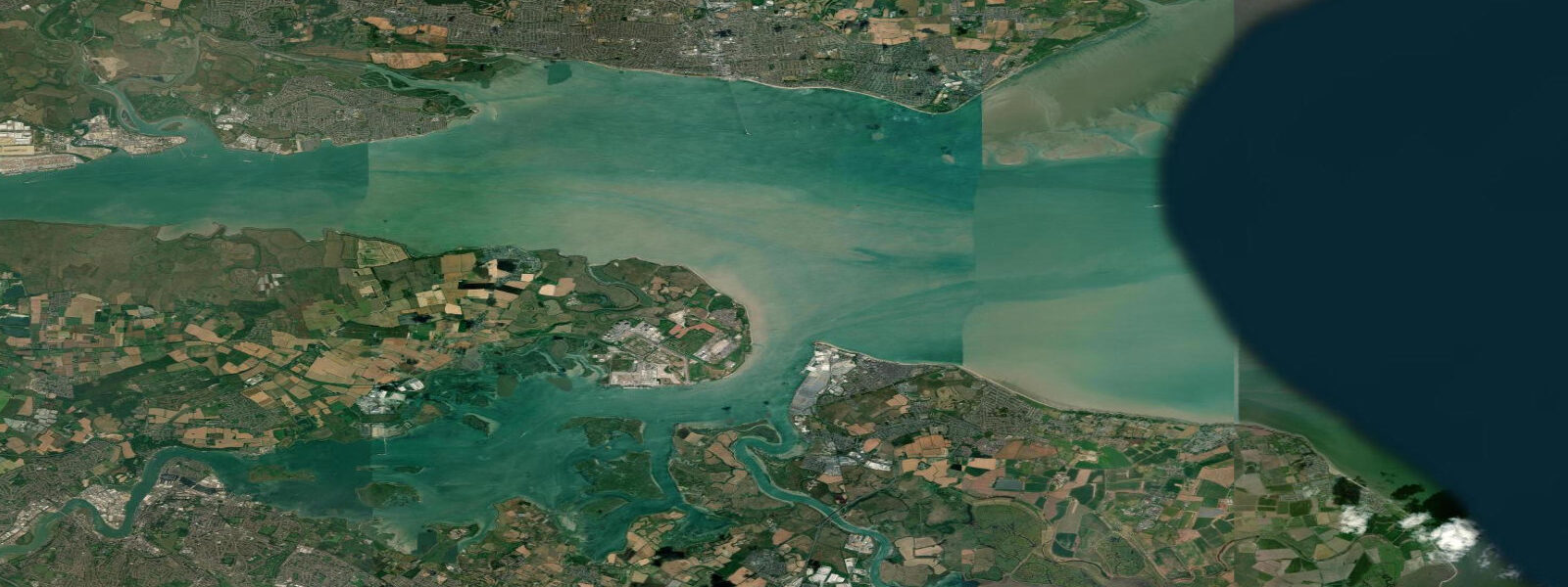 Satellite view of the coast near Sheerness (Thames Estuary)