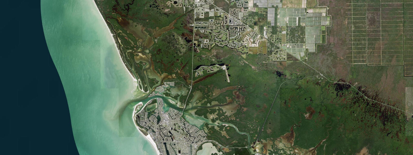 Satellite view of the coast near Shell Island