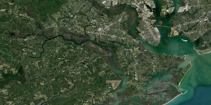 Satellite view of the coast near Shell Point