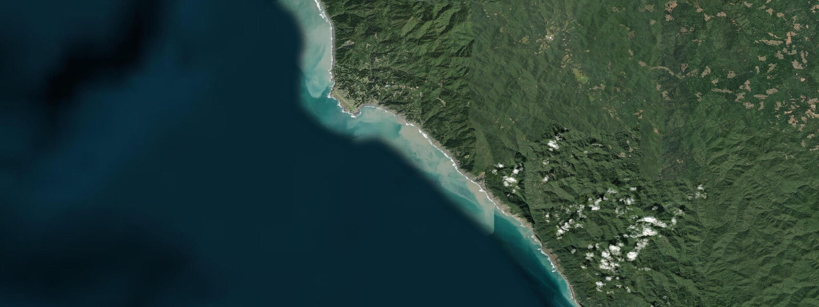 Satellite view of the coast near Shelter Cove