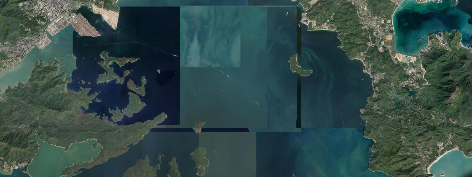 Satellite view of the coast near Dapeng Peninsula, Shenzhen