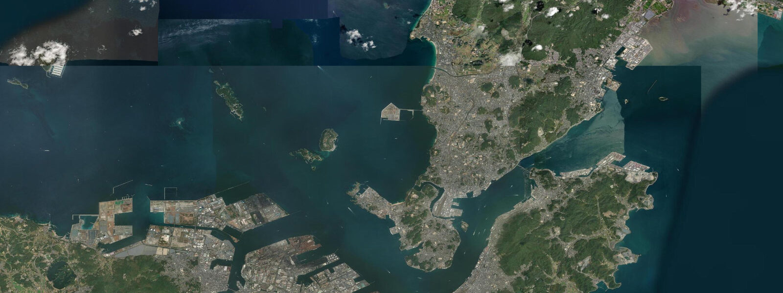 Satellite view of the coast near Shimonoseki, Chugoku