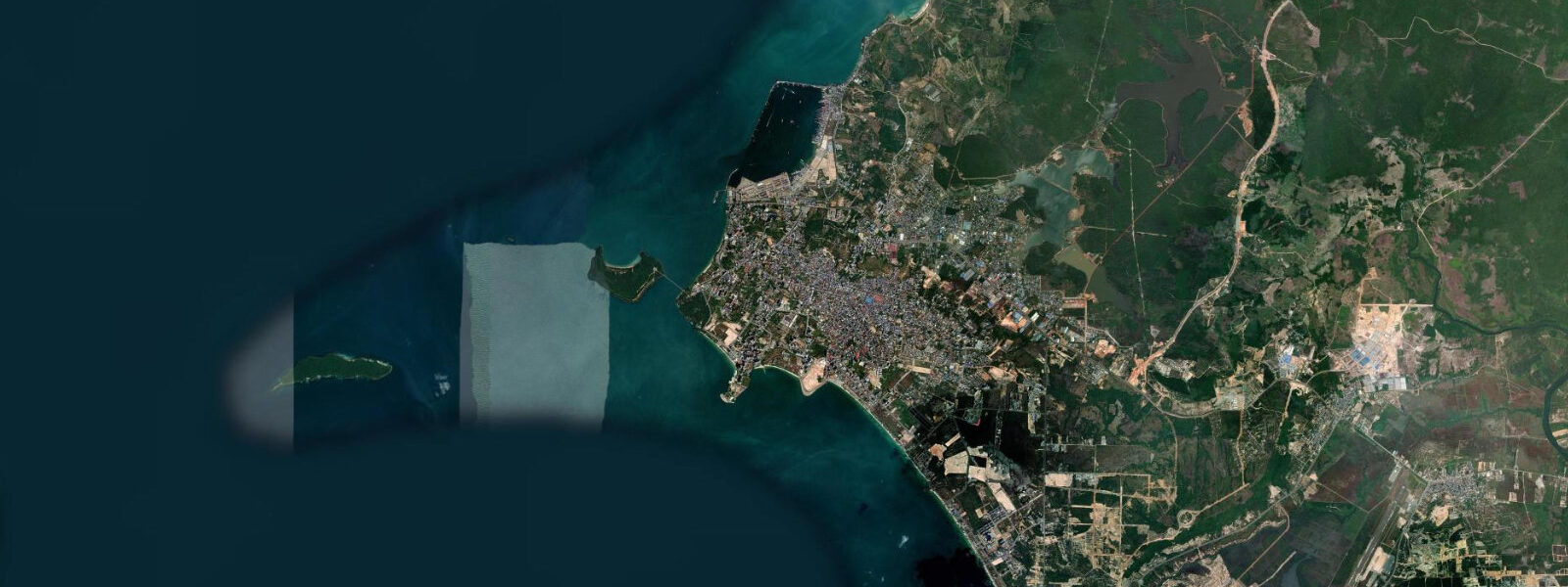 Satellite view of the coast near Sihanoukville