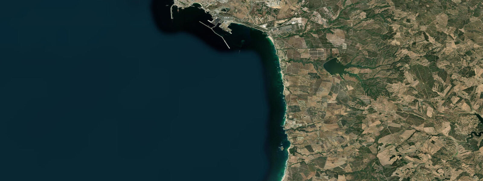 Satellite view of the coast near Sines