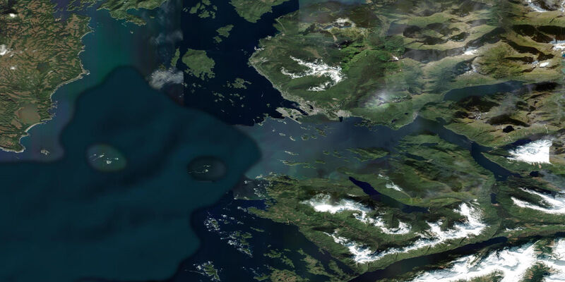 Satellite view of the coast near Sitka