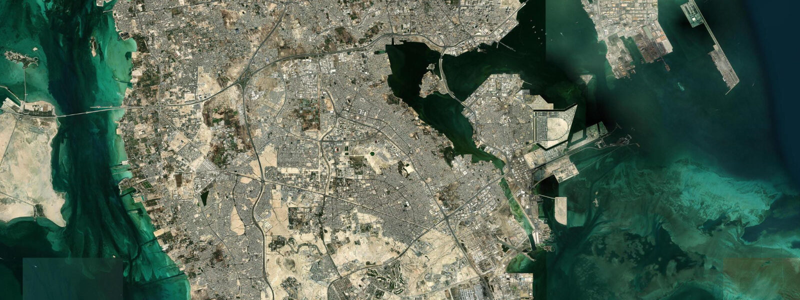 Satellite view of the coast near Sitra Island Coast