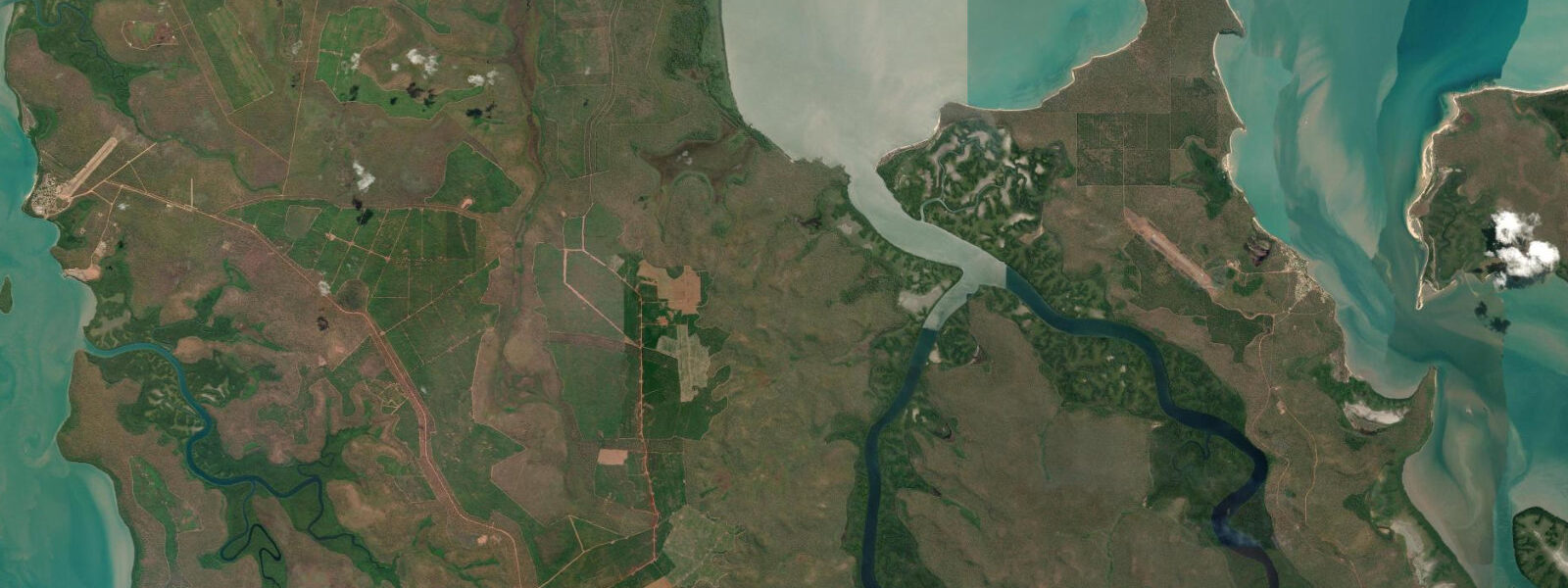 Satellite view of the coast near Snake Bay