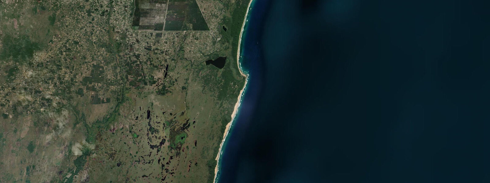 Satellite view of the coast near Sodwana Bay