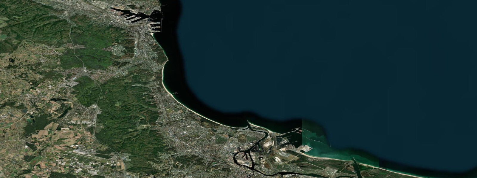Satellite view of the coast near Sopot