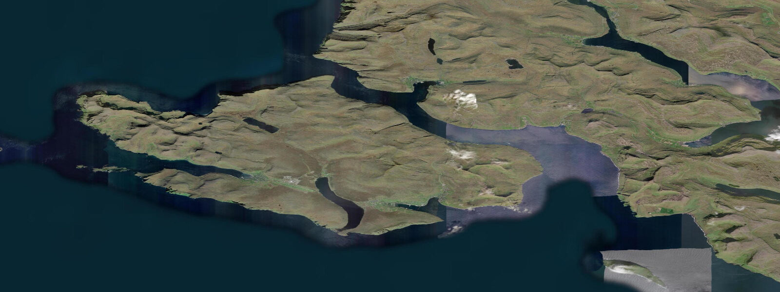 Satellite view of the coast near Sørvágsvatn, Vágar Island