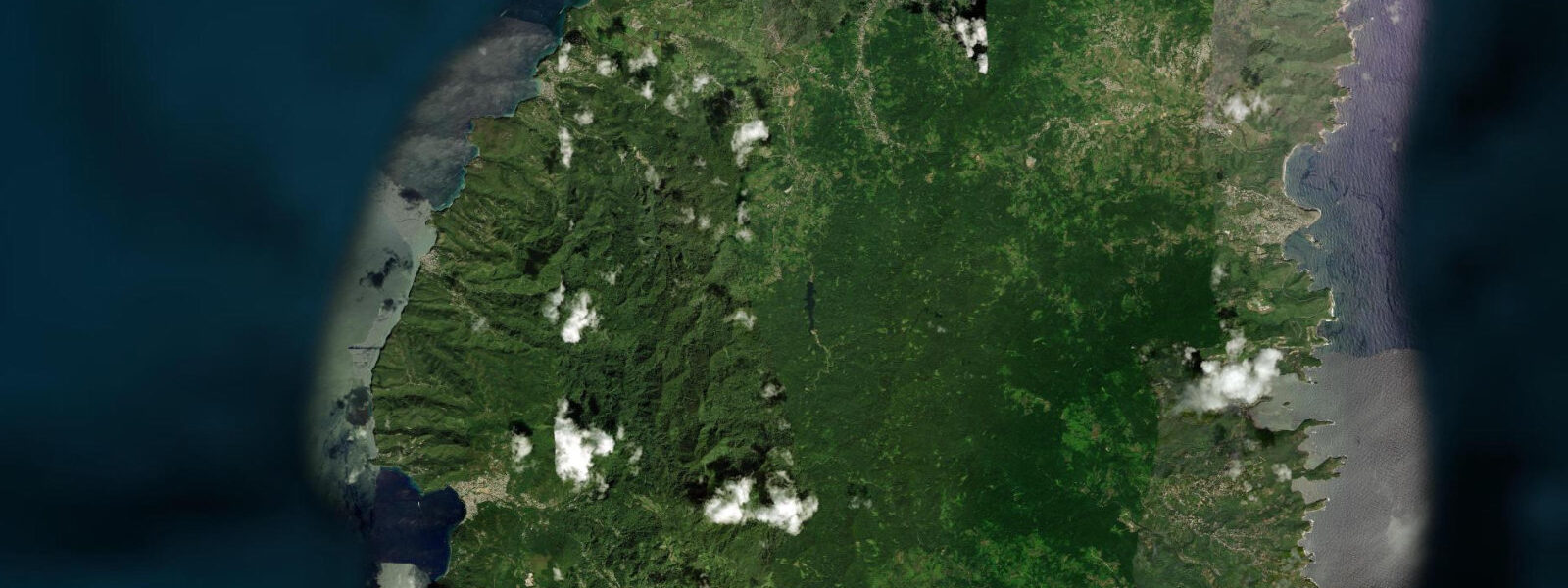 Satellite view of the coast near Soufrière, Saint Lucia