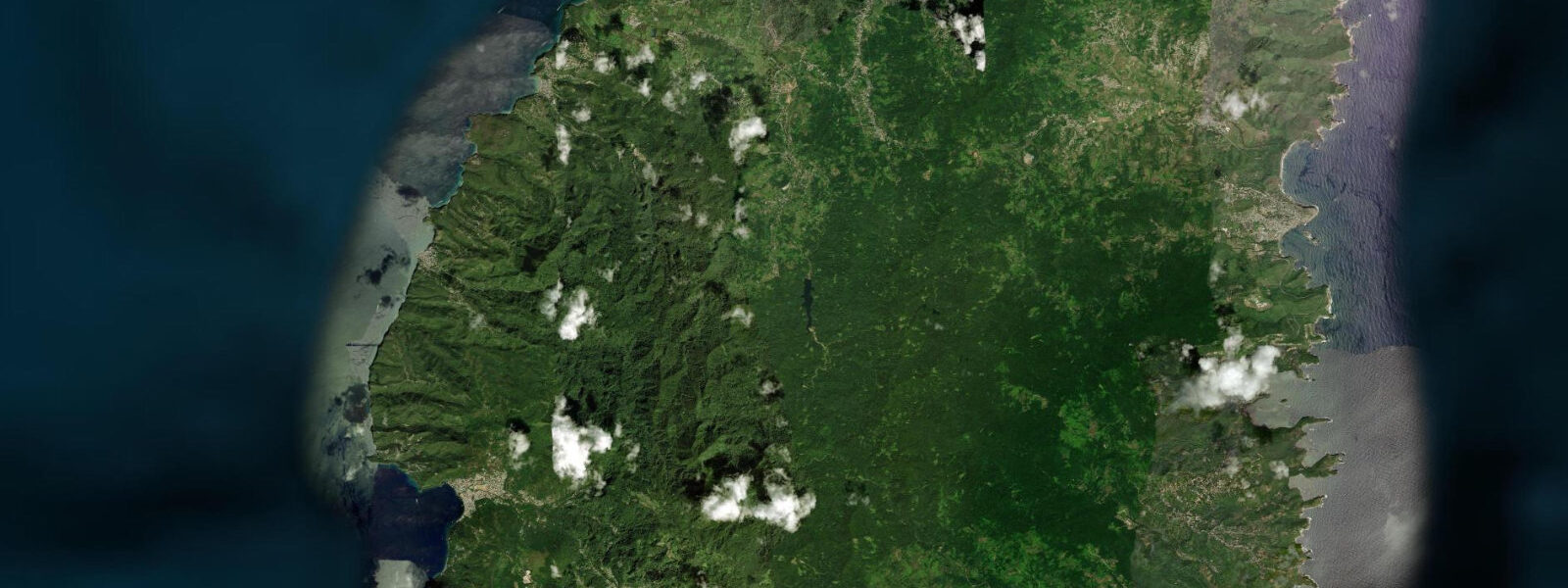 Satellite view of the coast near Soufrière, Saint Lucia
