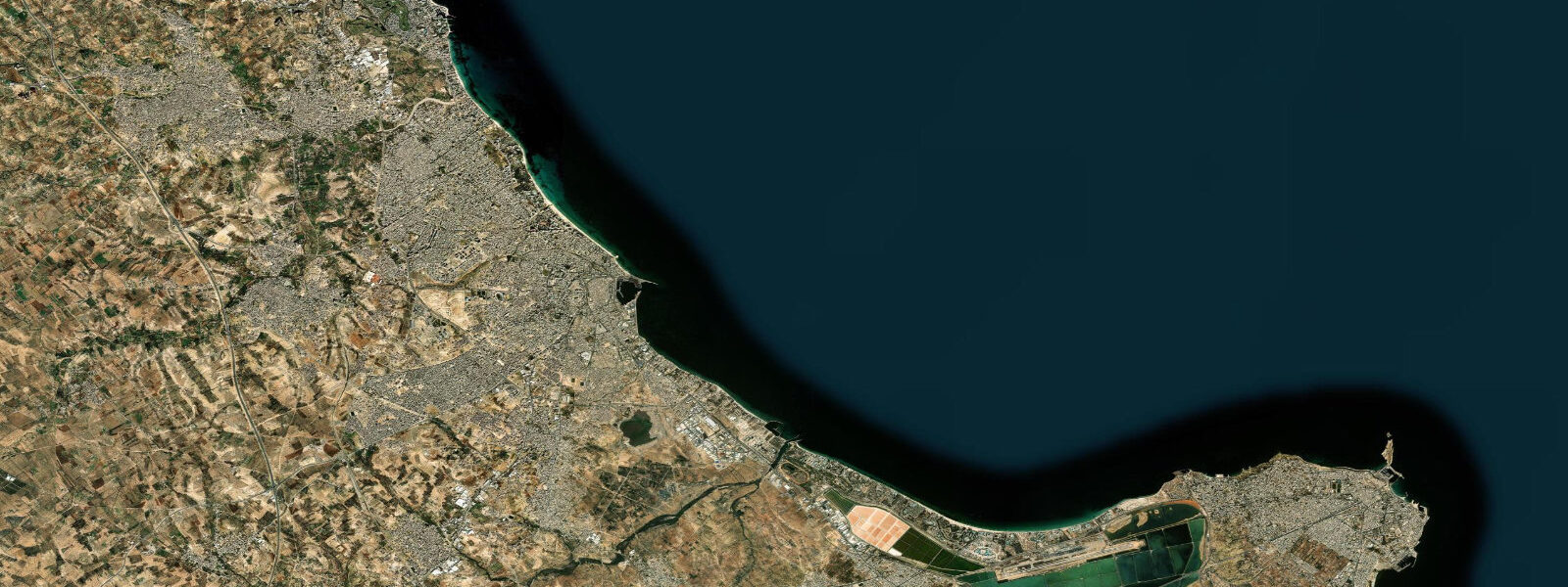 Satellite view of the coast near Sousse