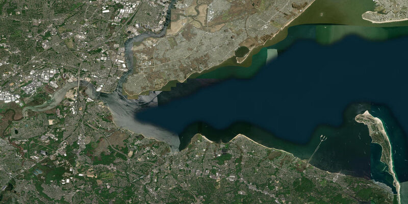 Satellite view of the coast near South Amboy