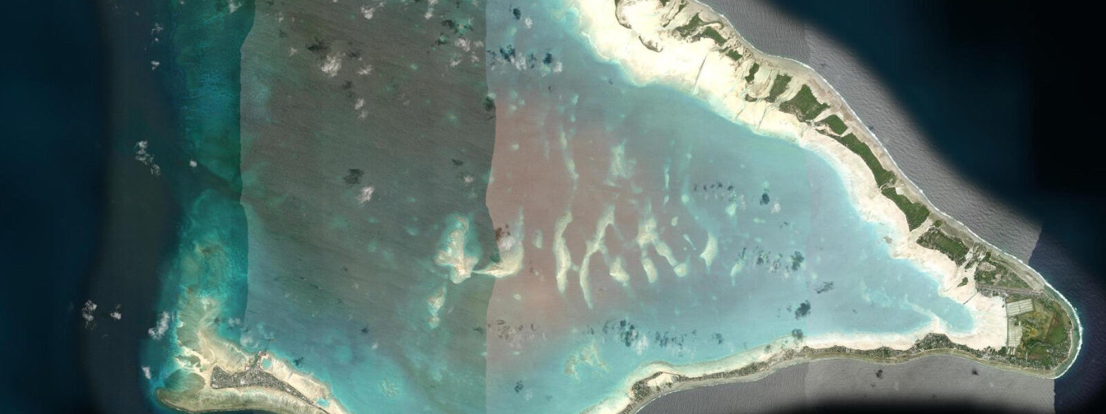 Satellite view of the coast near South Tarawa, Kiribati