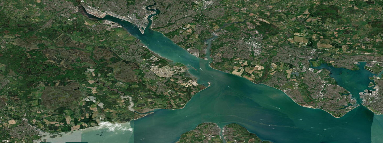 Satellite view of the coast near Southampton