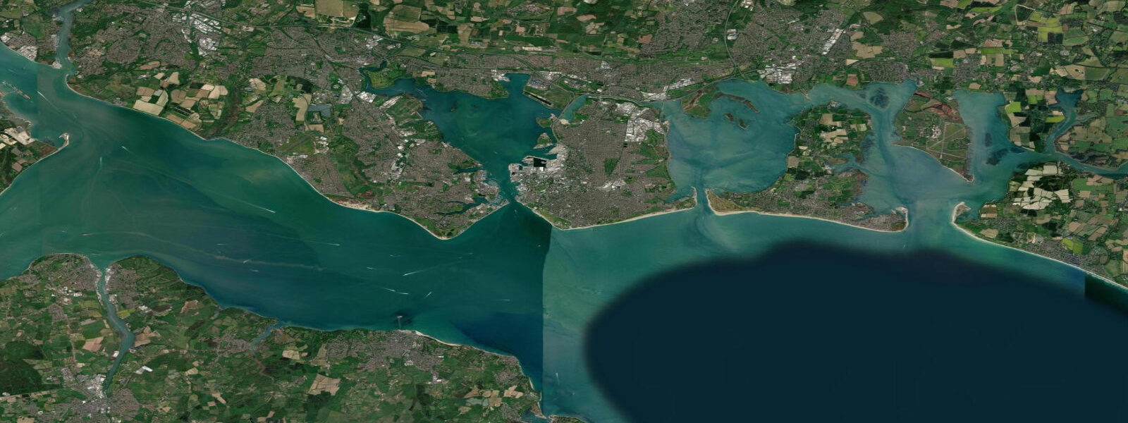 Satellite view of the coast near Southsea