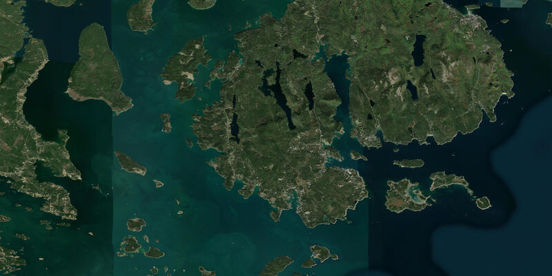 Satellite view of the coast near Southwest Harbor
