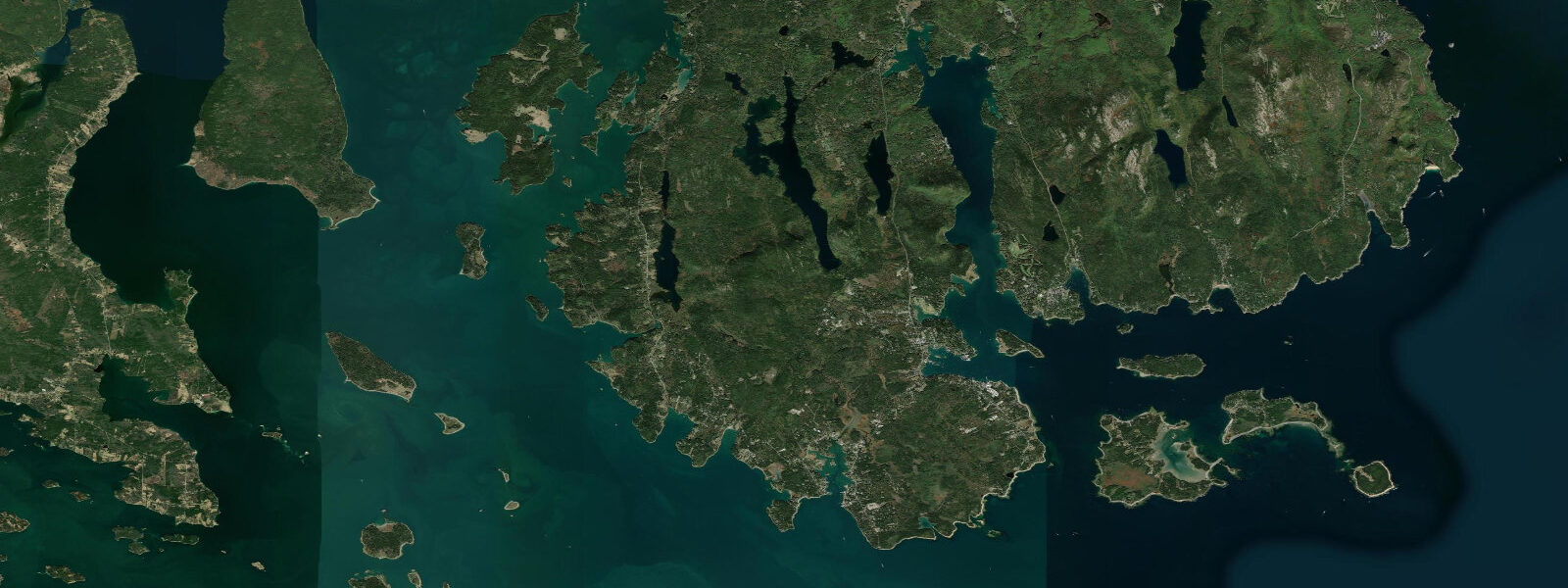 Satellite view of the coast near Southwest Harbor