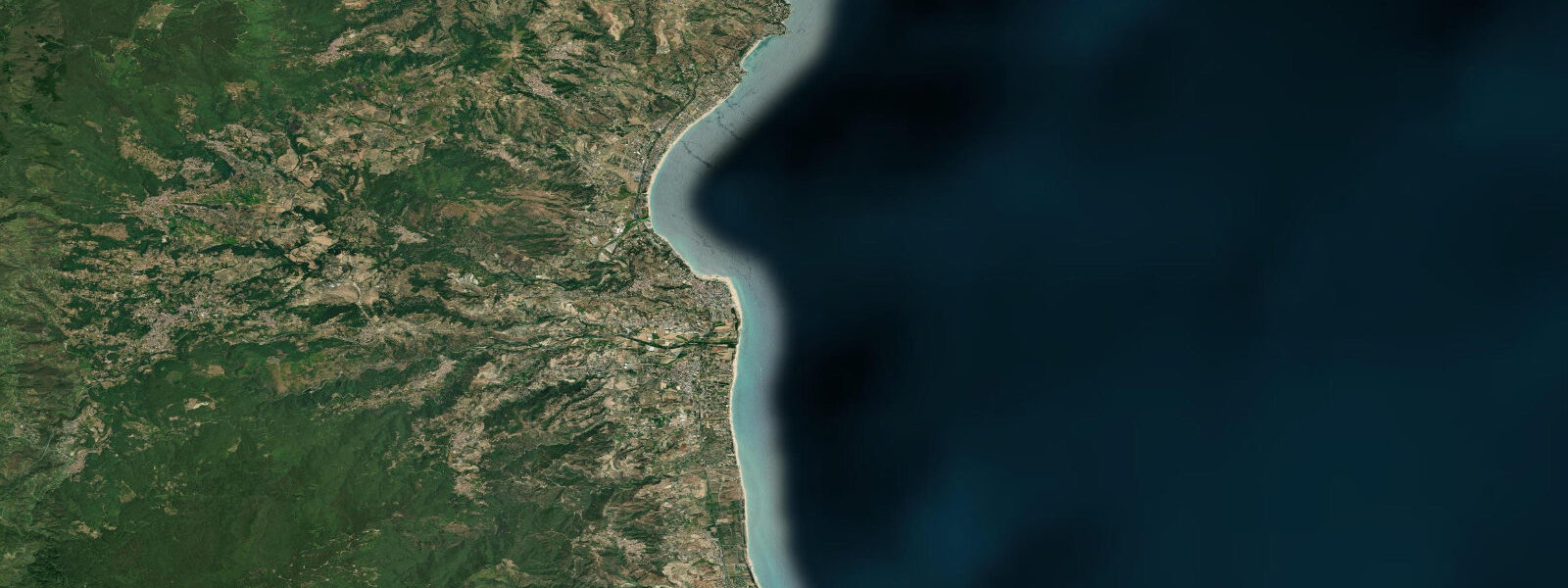 Satellite view of the coast near Soverato