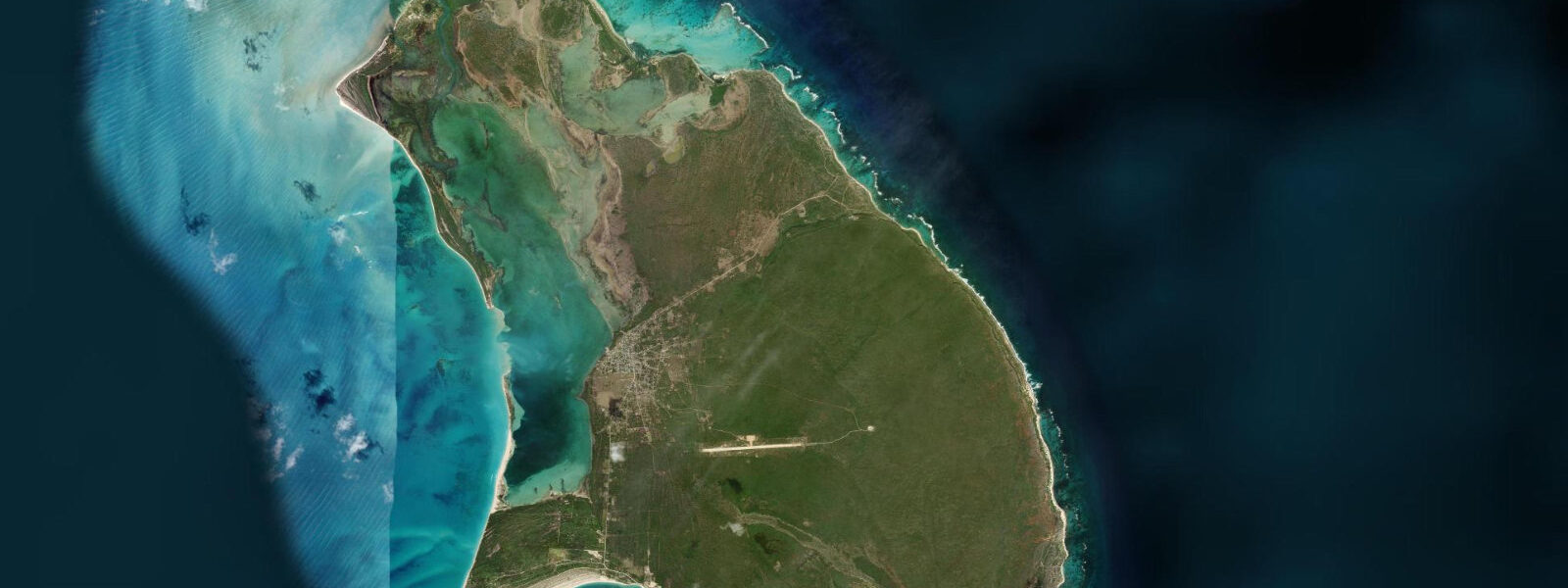 Satellite view of the coast near Spanish Point, Barbuda