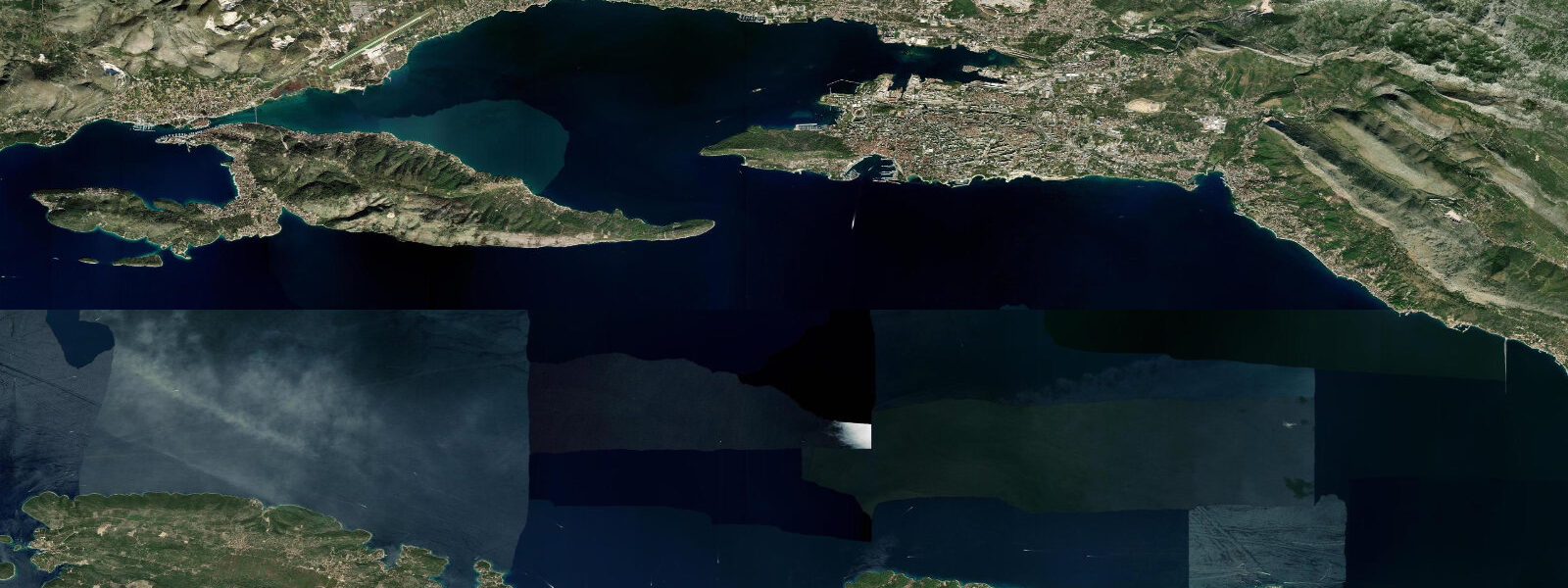Satellite view of the coast near Split, Dalmatia