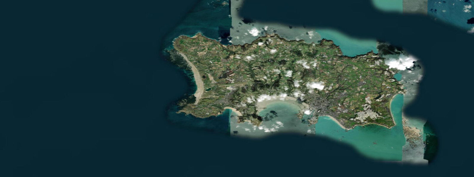 Satellite view of the coast near St Brelade, Jersey