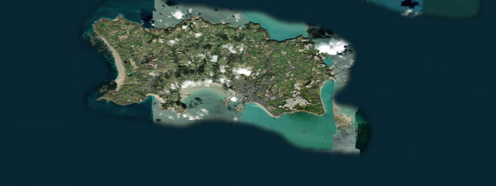 Satellite view of the coast near St Helier, Jersey