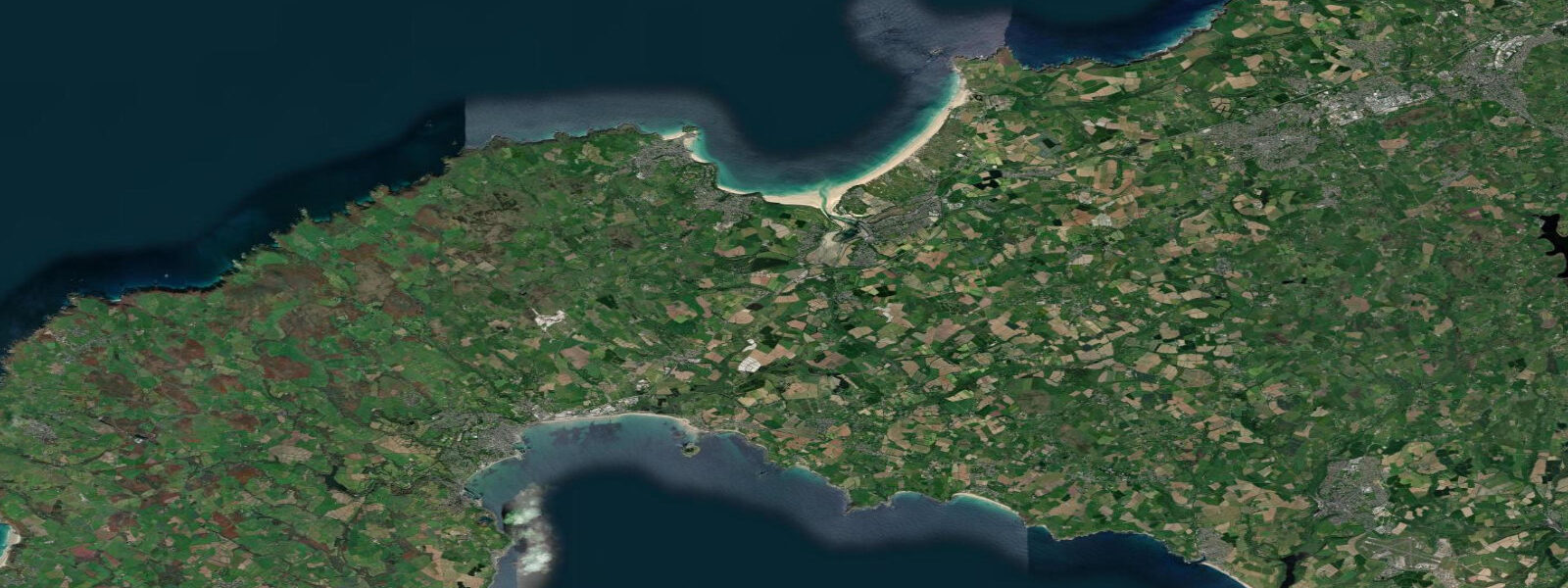 Satellite view of the coast near St Ives, Cornwall
