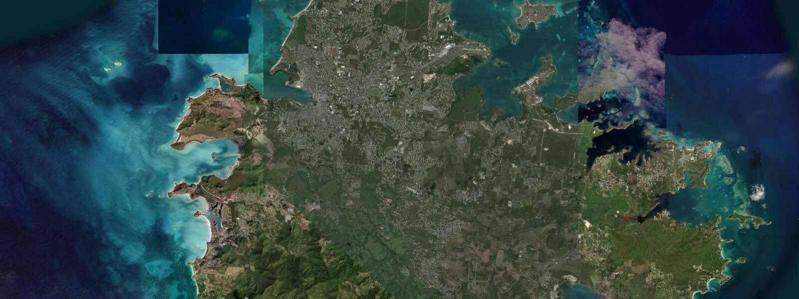 Satellite view of the coast near St. John's, Antigua