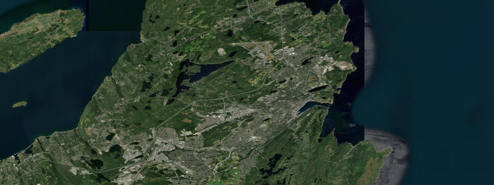 Satellite view of the coast near St. John's, NL