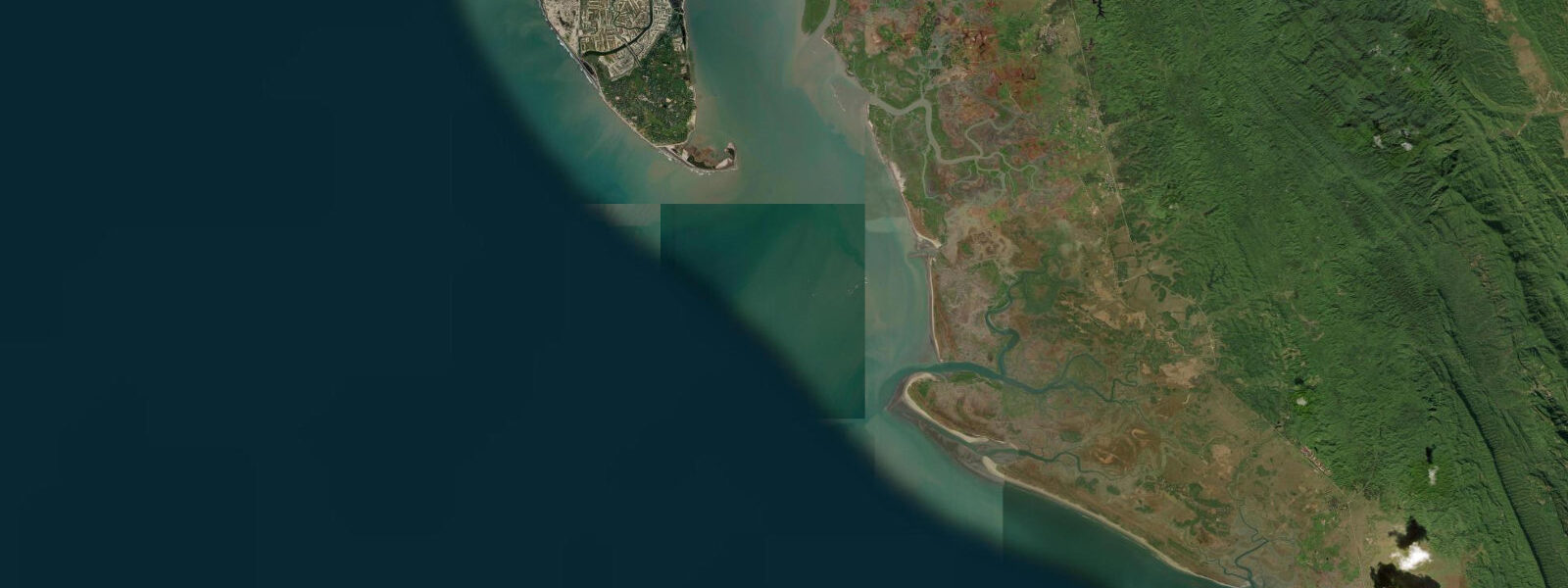 Satellite view of the coast near Saint Martin's Island