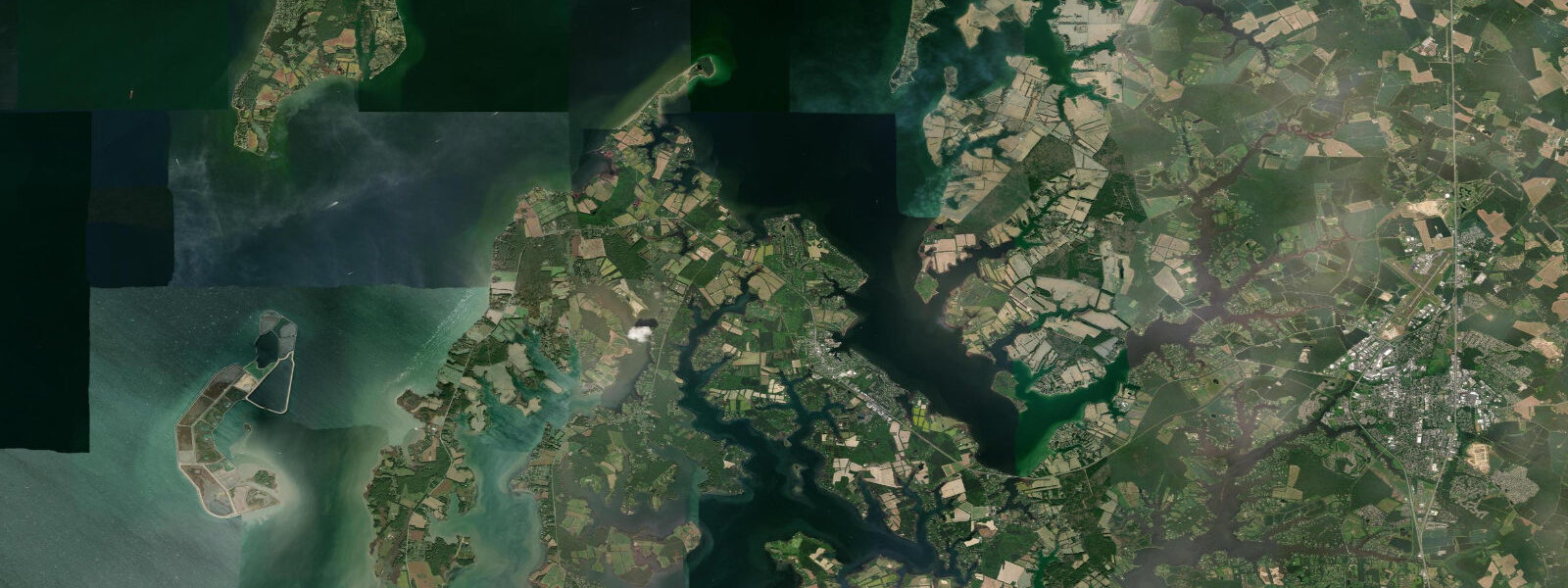 Satellite view of the coast near St. Michaels, MD