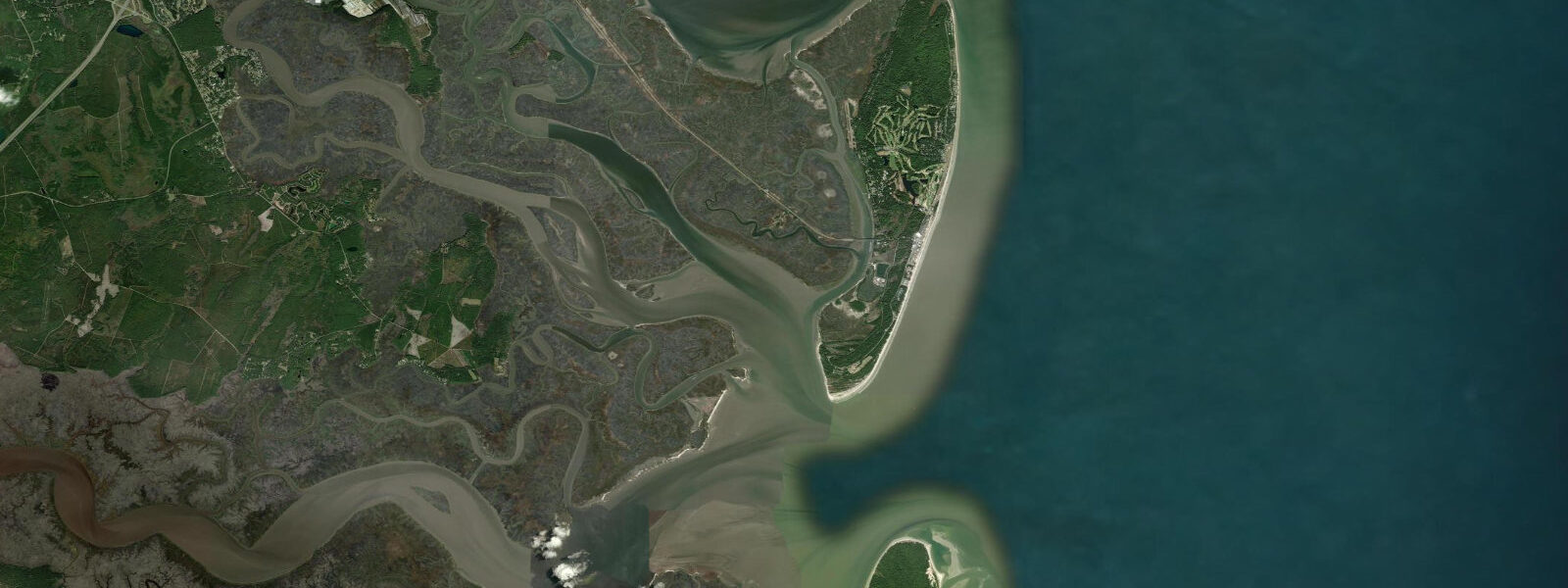 Satellite view of the coast near St. Simons Island, GA