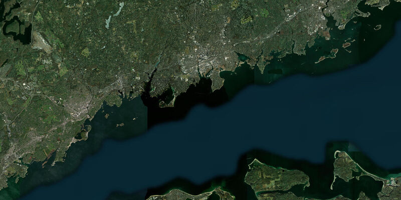 Satellite view of the coast near Stamford
