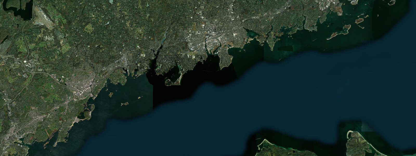 Satellite view of the coast near Stamford
