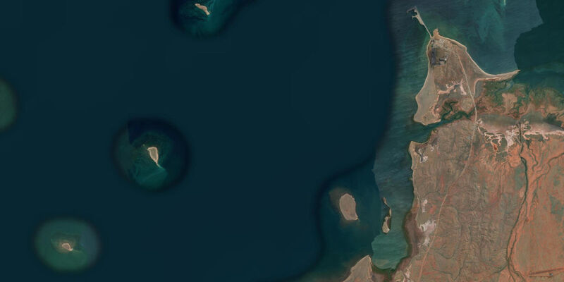 Satellite view of the coast near Steamboat Island