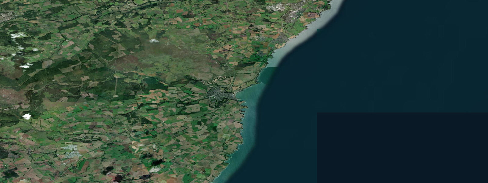 Satellite view of the coast near Stonehaven