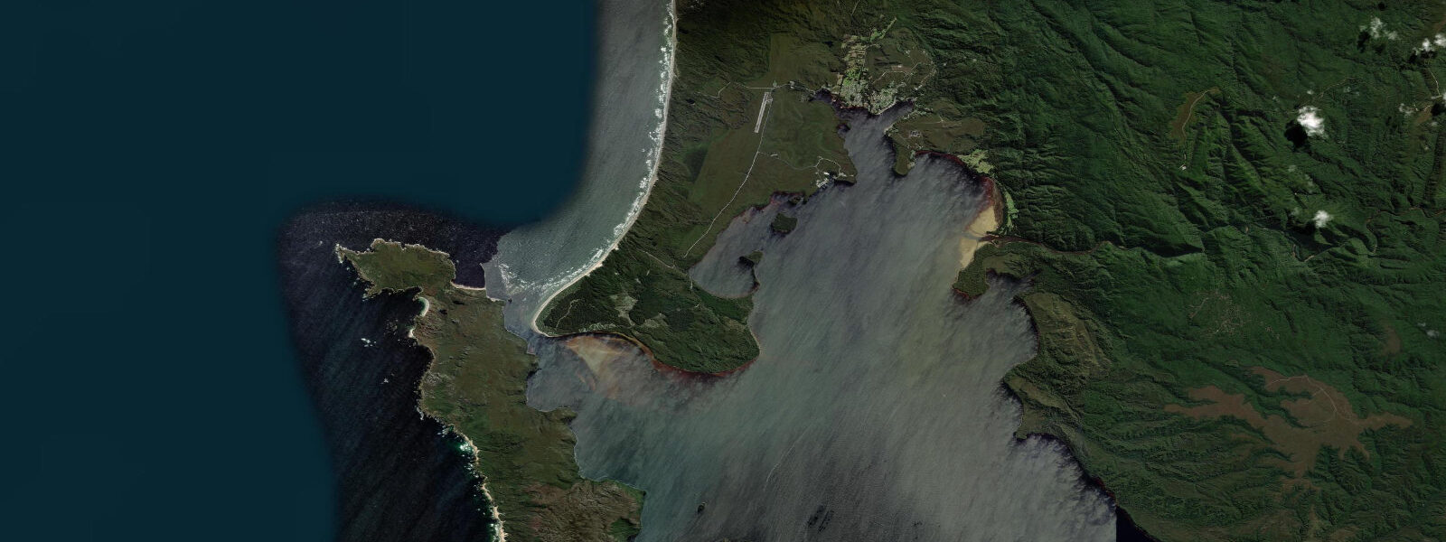 Satellite view of the coast near Strahan