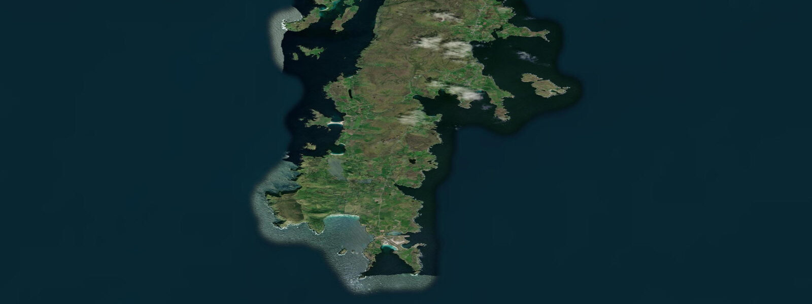 Satellite view of the coast near Sumburgh