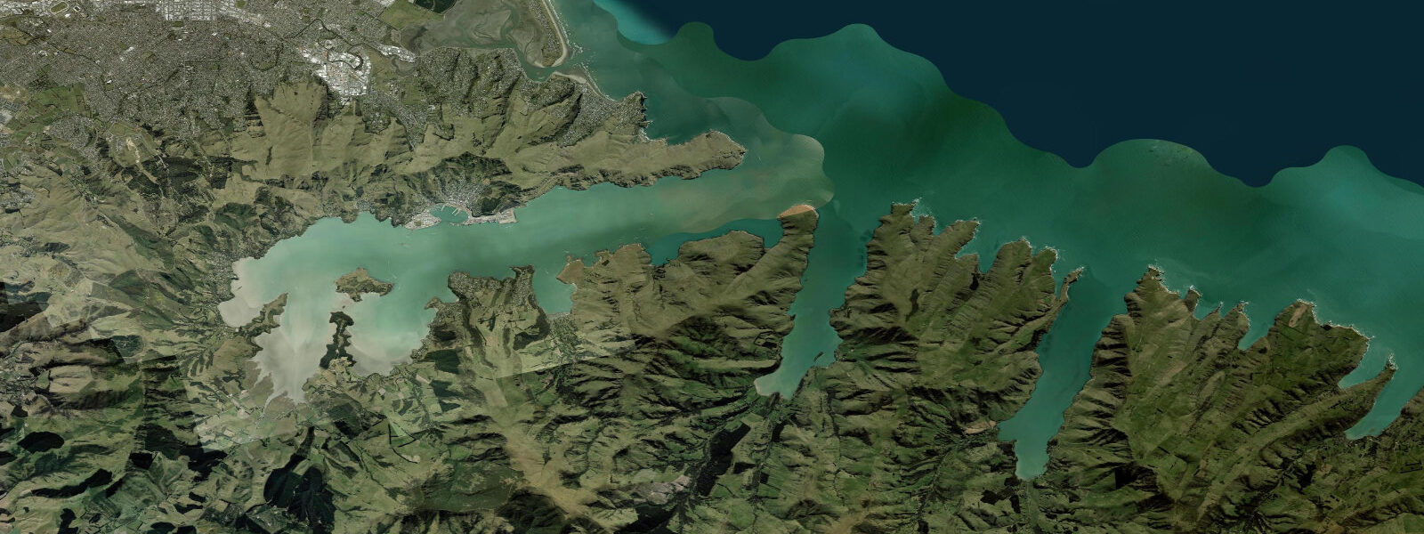 Satellite view of the coast near Sumner Beach, Christchurch