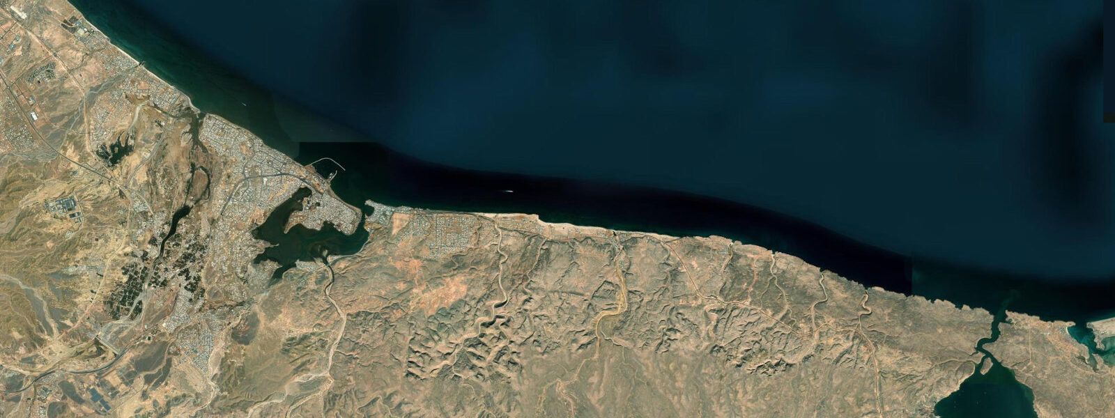 Satellite view of the coast near Sur