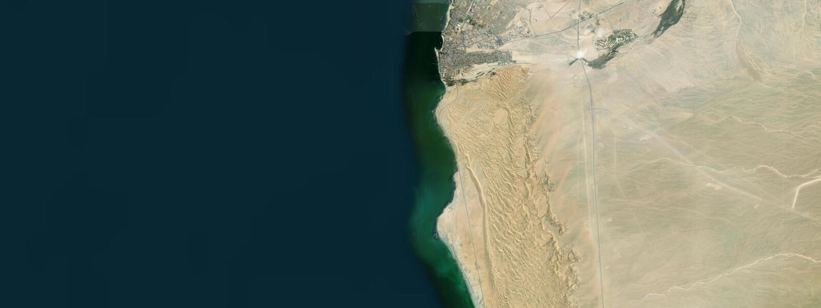 Satellite view of the coast near Swakopmund