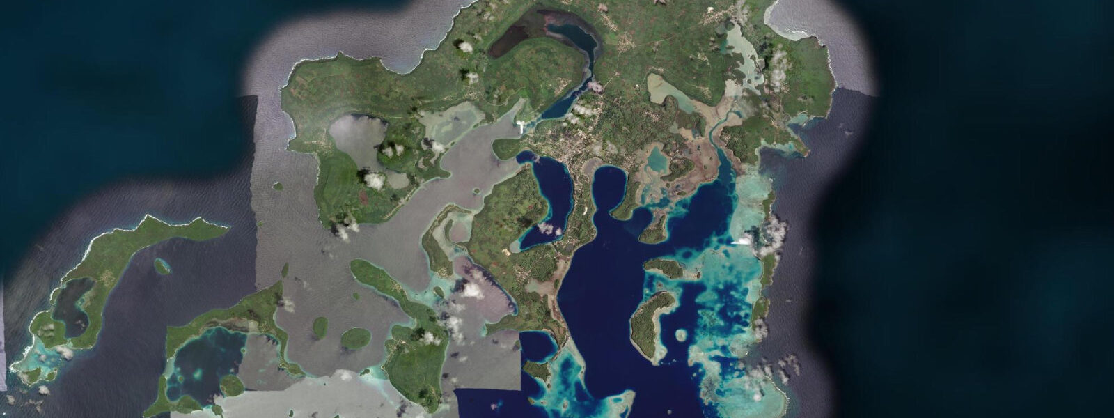 Satellite view of the coast near Swallows Cave