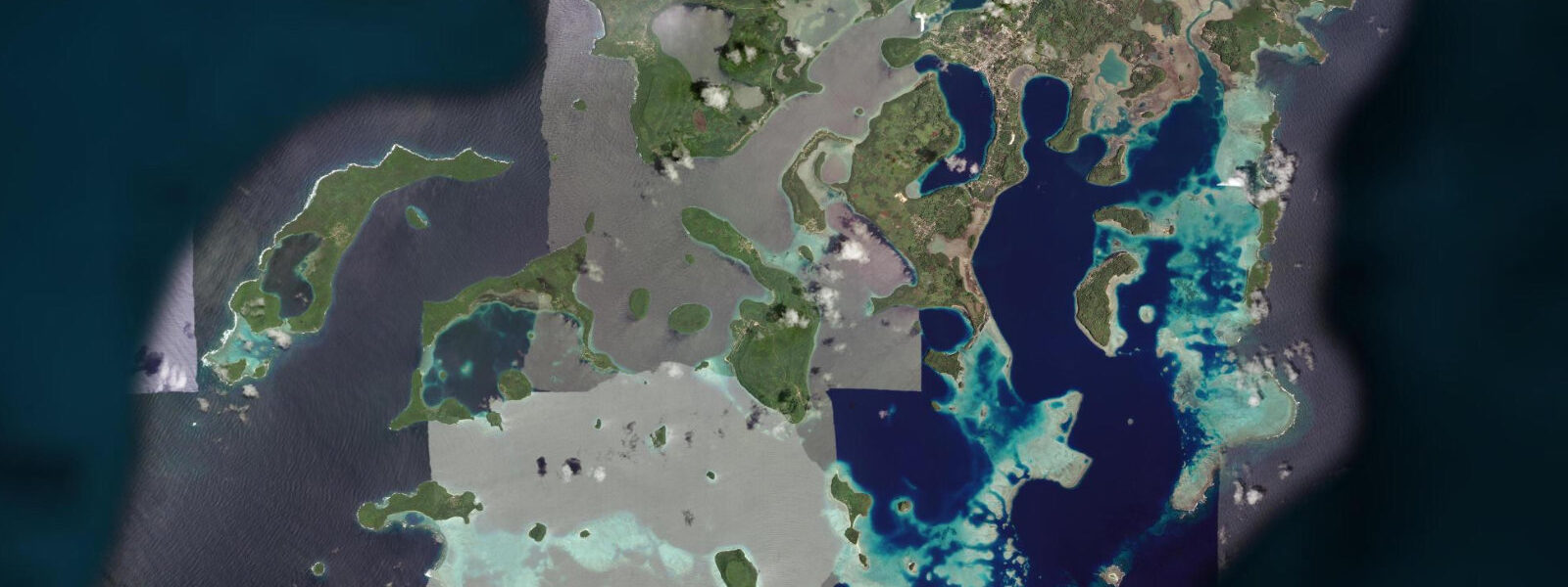 Satellite view of the coast near Swallows Cave, Kapa Island